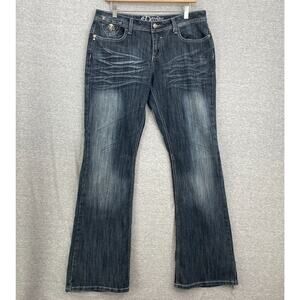 Vintage Dereon Jeans Womens Junior 13/14 Blue Denim Flare Y2K Distress Mid Rise